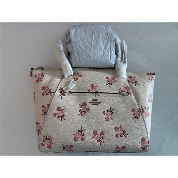 Coach Prairie Satchel Chalk Pink Flower Bow Print Zip Bag Handbag Purse NEW - Picture 4 of 7